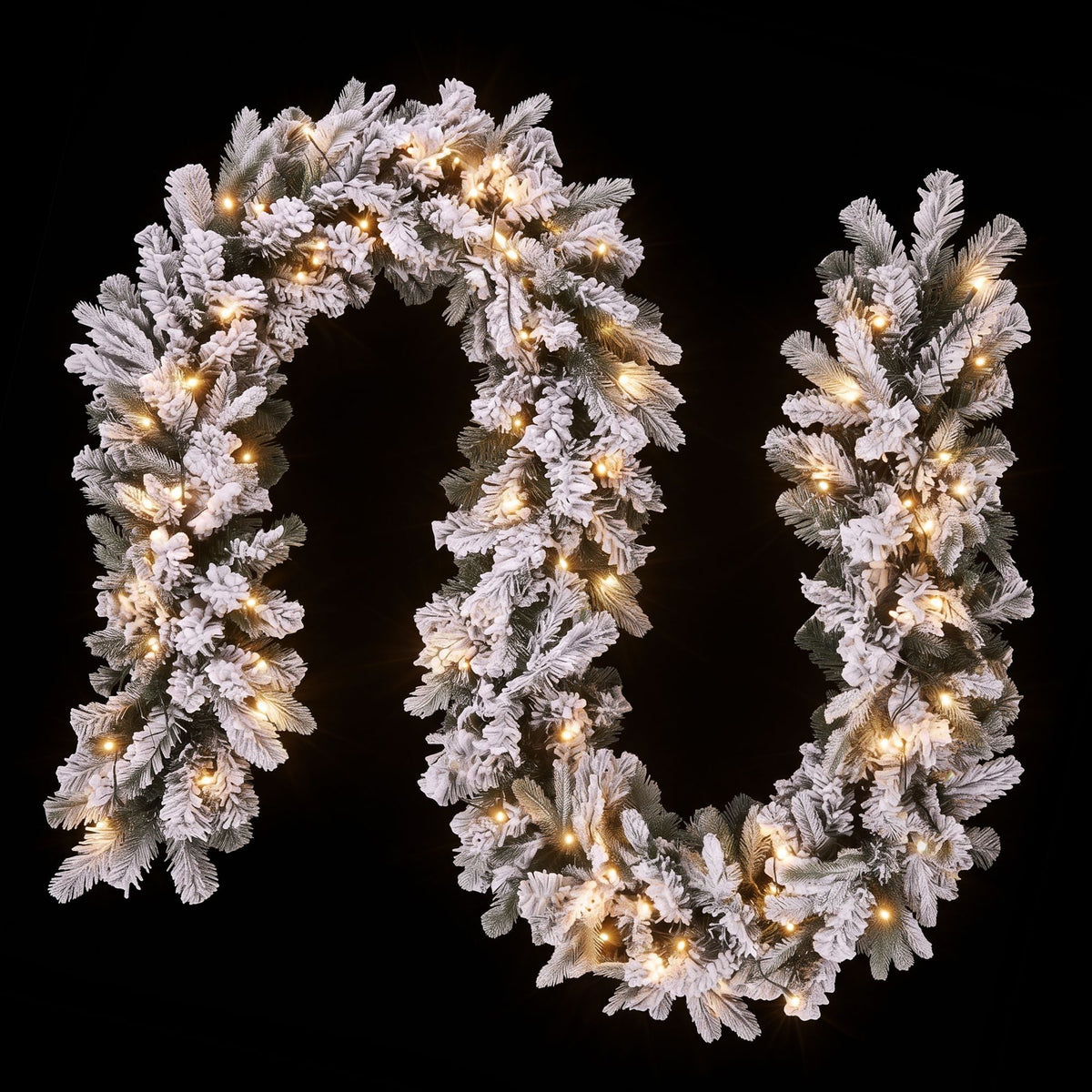 Jingle Jollys 1.8M Christmas Garland 8 Mode LED Snow Frosted Tips