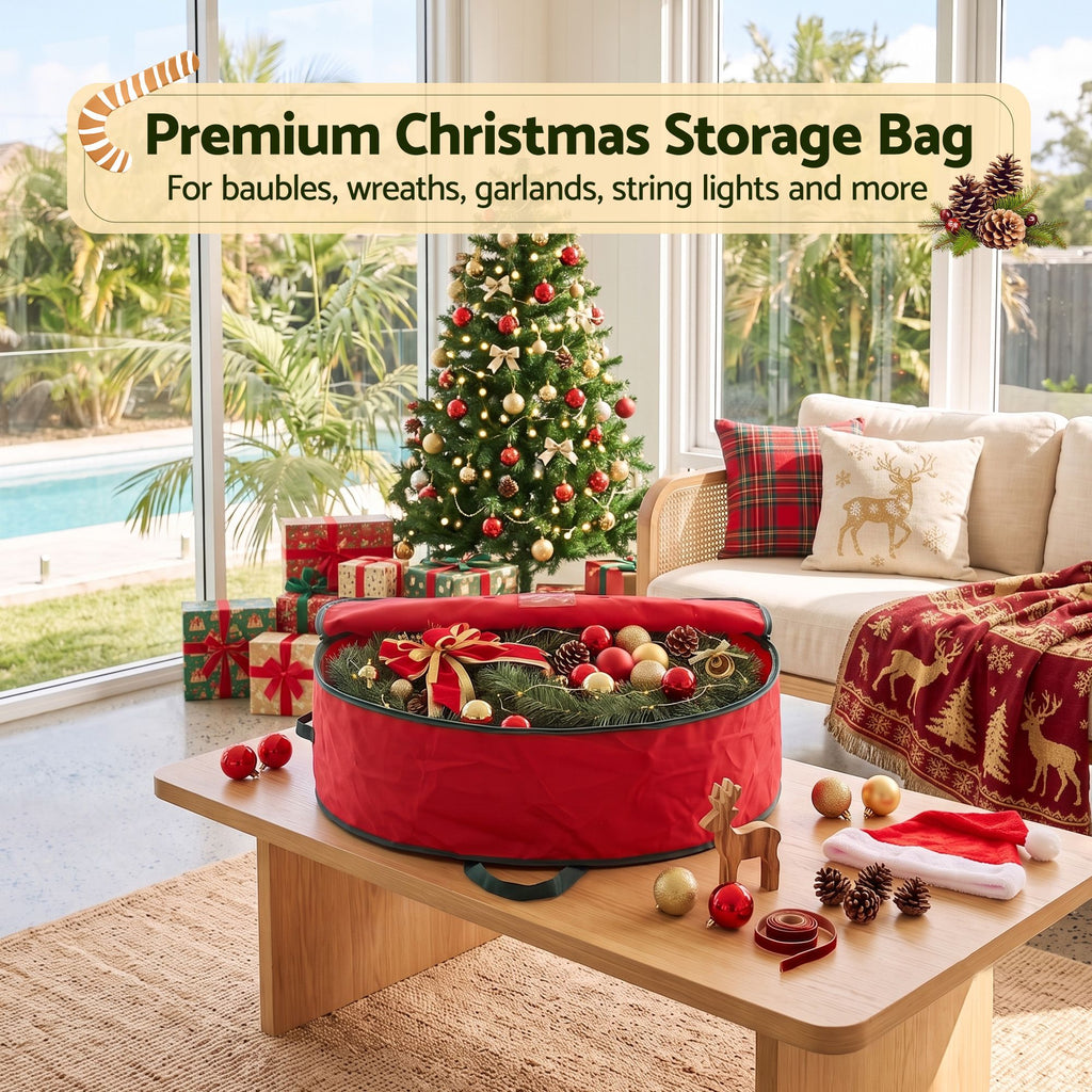 Jingle Jollys Christmas Garland Wreath Storage Bag Baubles Ornaments