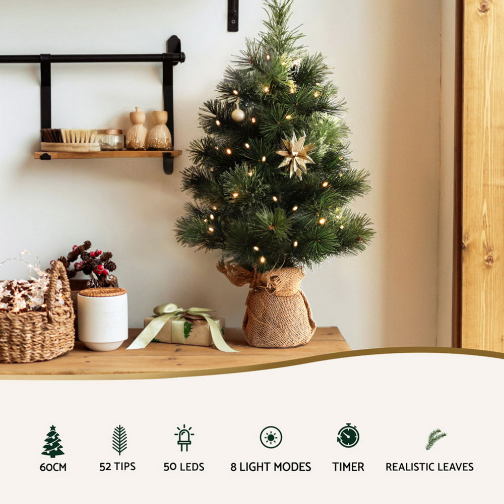 Jingle Jollys Battery Lit Tabletop Christmas Tree, 60 cm, shown in a real setting, photo 4 of 7
