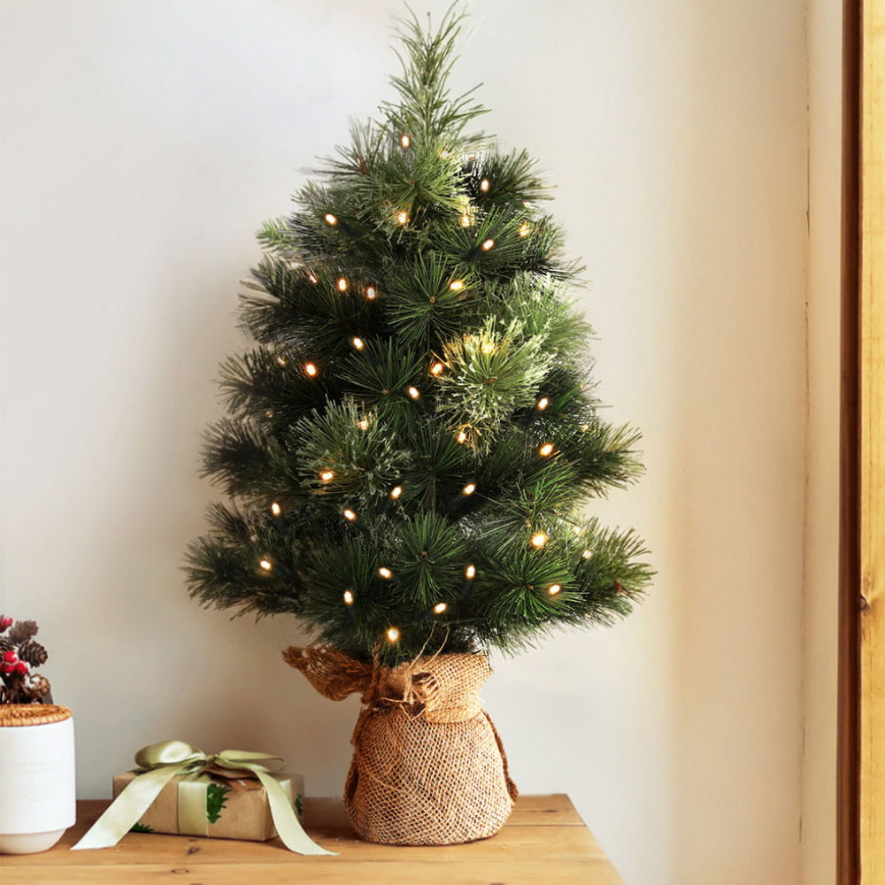 Jingle Jollys Battery Lit Tabletop Christmas Tree, 60 cm, shown in a real setting, photo 7 of 7