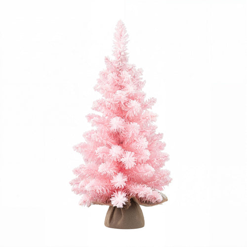Jingle Jollys Flocked Pink Tabletop Tree, 60 cm, shown in a real setting