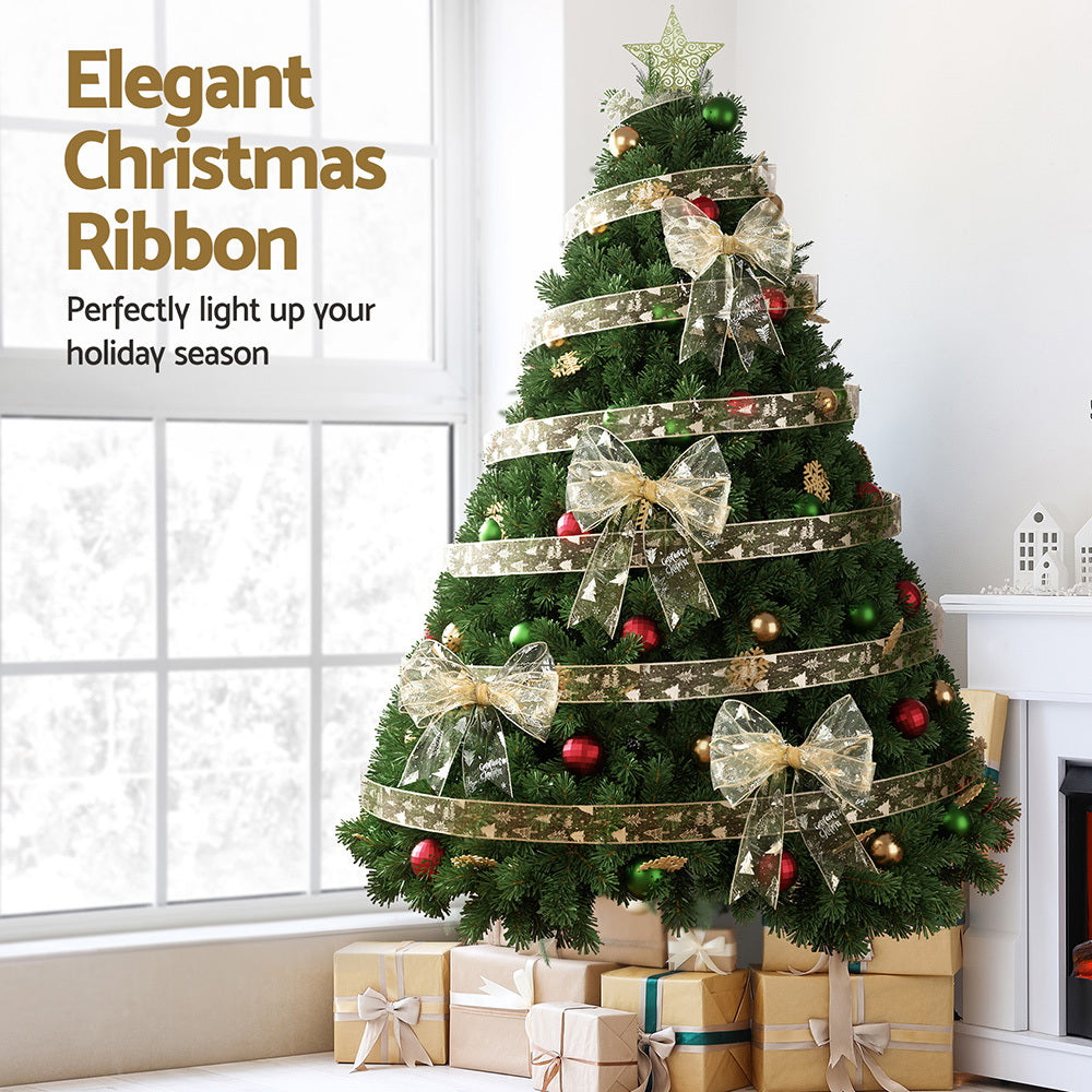 Jingle Jollys 20M Christmas Ribbon Roll Bow Printed Xmas Tree