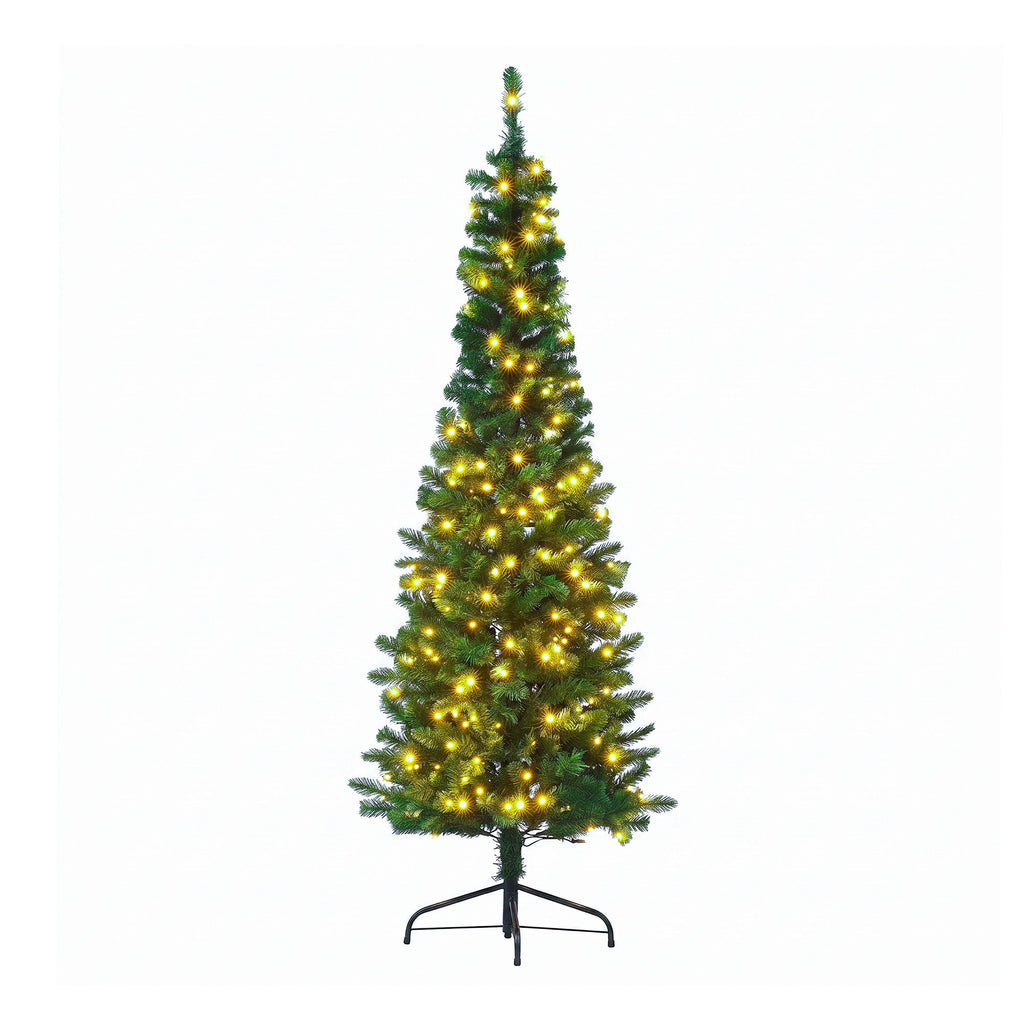 Jingle Jollys 2.4m Pre-Lit Christmas Tree Slim Pencil Xmas Tree Corner Tree
