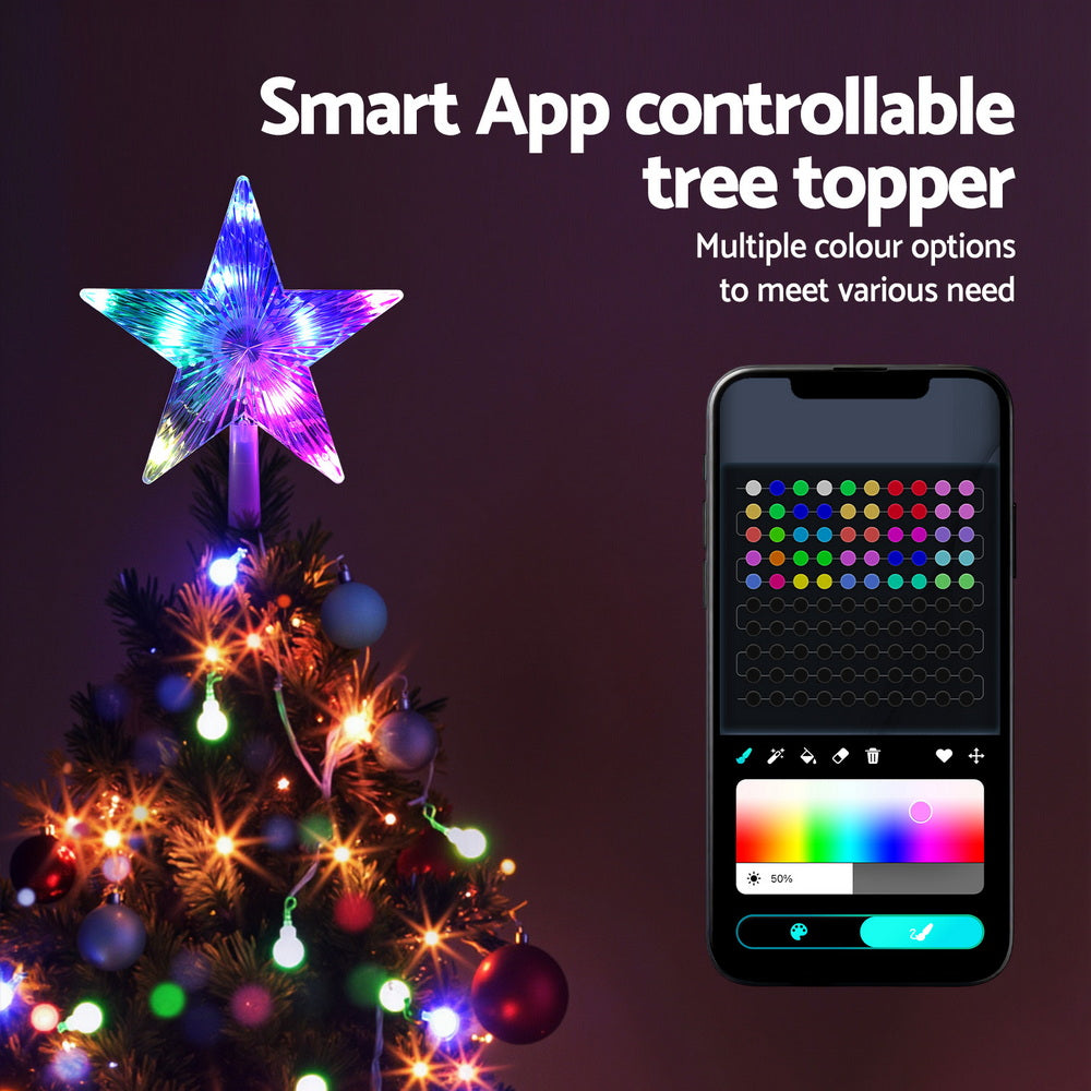 Jingle Jollys Christmas Tree Topper Star RGB LED Xmas Decor 80 Modes