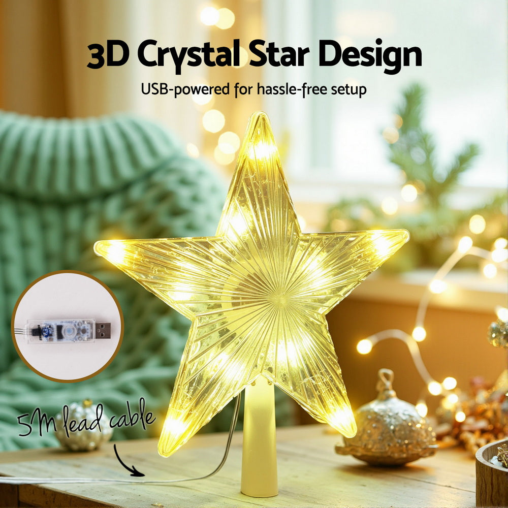 Jingle Jollys Christmas Tree Topper Star RGB LED Xmas Decor 80 Modes