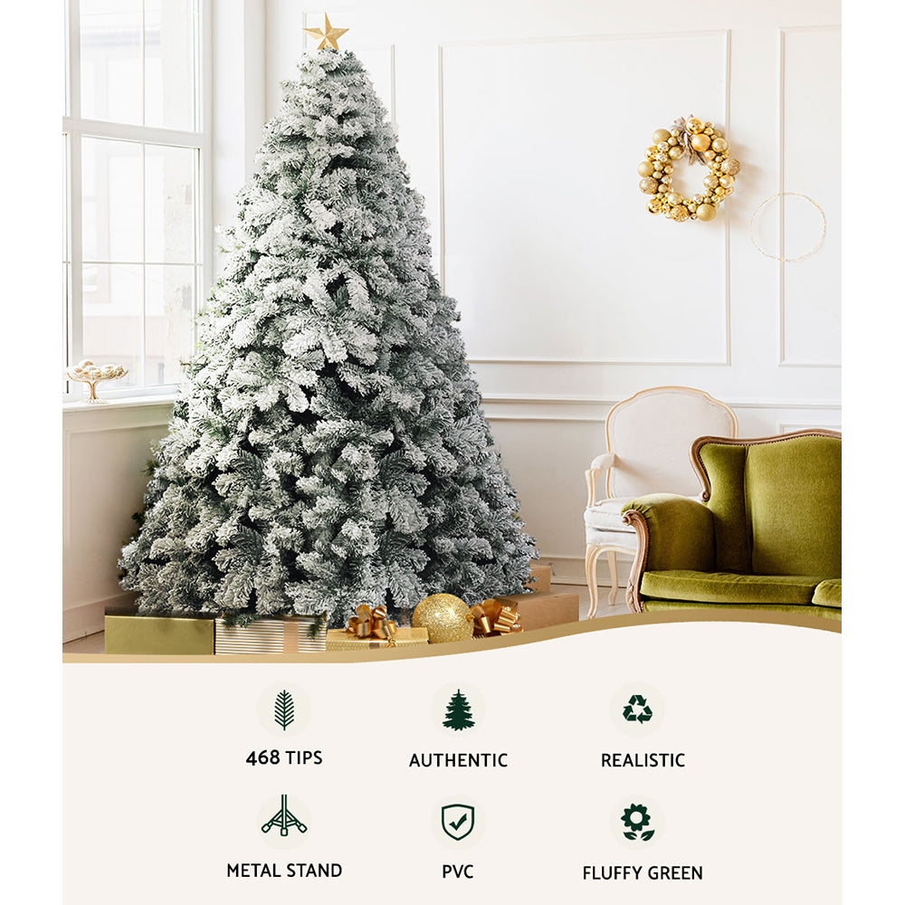 Jingle Jollys Snow Flocked Christmas Tree, 1.8 m or 2.1 m