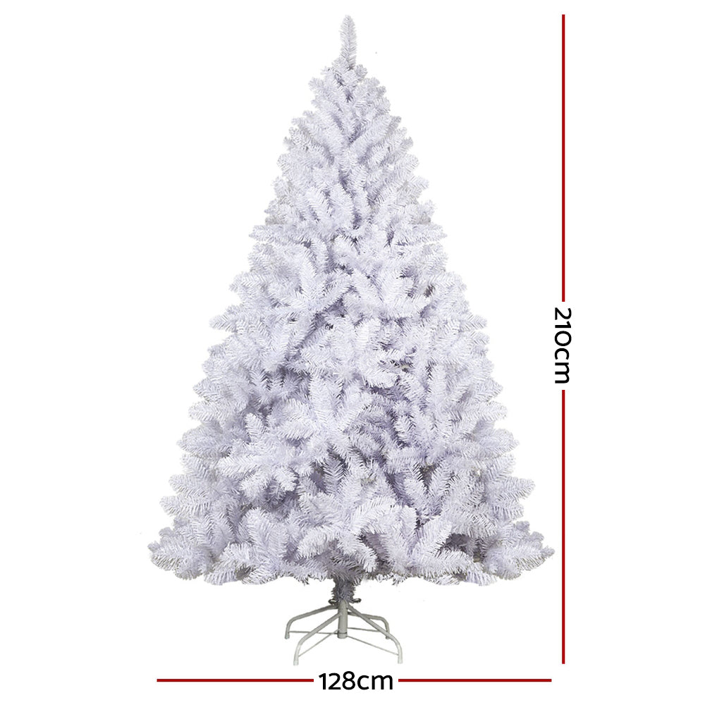 Jingle Jollys Christmas Tree 2.1m 1000 White Tips Xmas Tree