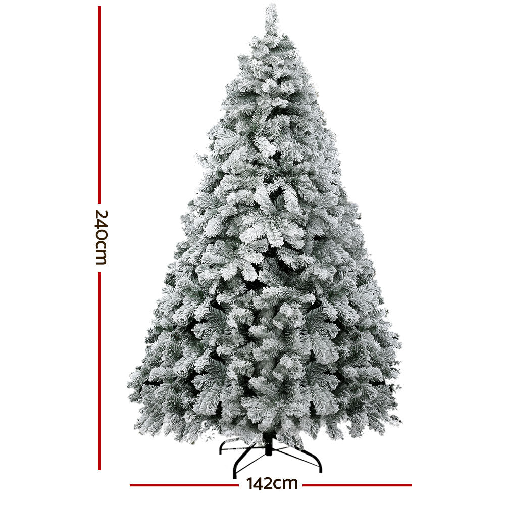 Jingle Jollys Christmas Tree 2.4m Snow Flocked Xmas Tree Decorations