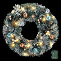 Jingle Jollys 60cm Christmas Wreath with LED Lights Snowy Garland