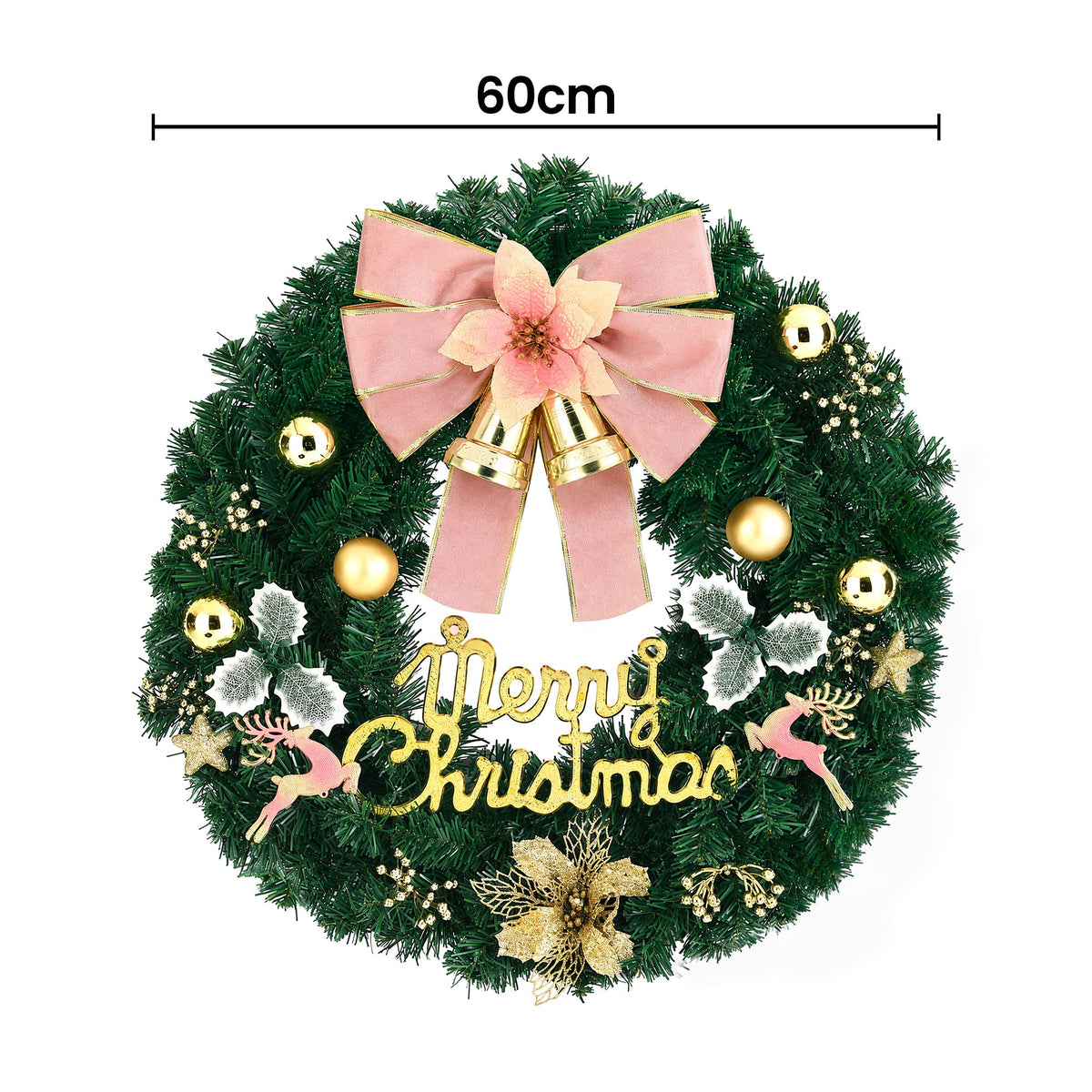 Jingle Jollys Christmas Wreath 60CM Garland Flowers Baubles Party