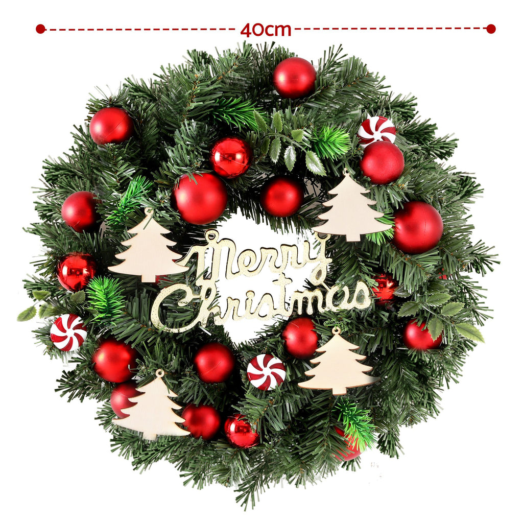 Jingle Jollys Christmas Wreath 40CM Xmas Garland Baubles Ornaments