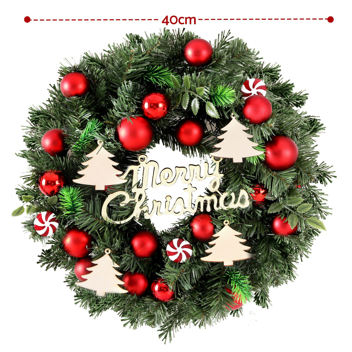 Jingle Jollys Christmas Wreath 40CM Xmas Garland Baubles Ornaments
