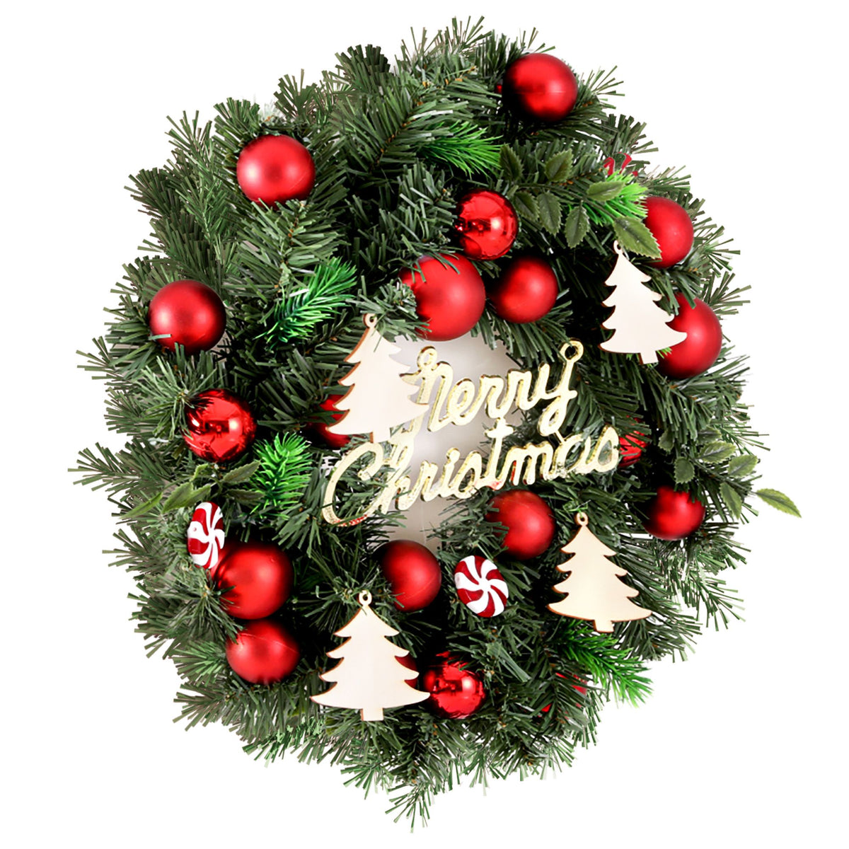 Jingle Jollys Christmas Wreath 40CM Xmas Garland Baubles Ornaments