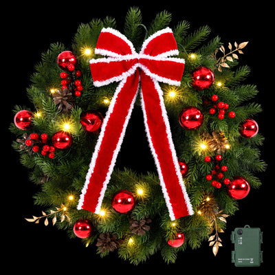 Jingle Jollys 60cm Pre-lit Christmas Wreath Garlands LED Light Front