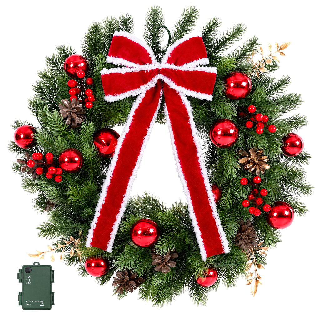 Jingle Jollys 60cm Pre-lit Christmas Wreath Garlands LED Light Front