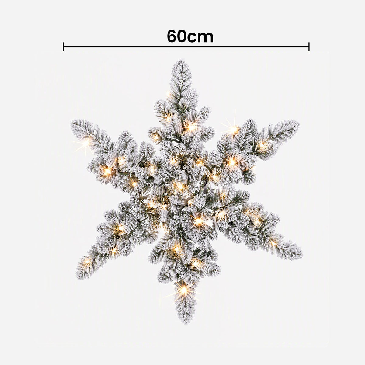Jingle Jollys 60cm Flocked Snowflake Christmas Wreath Garland Pre-Lit