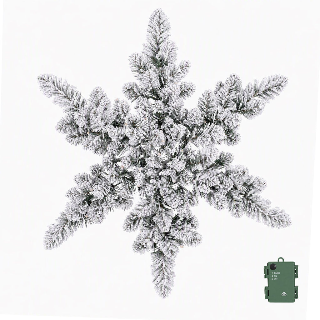 Jingle Jollys 60cm Flocked Snowflake Christmas Wreath Garland Pre-Lit