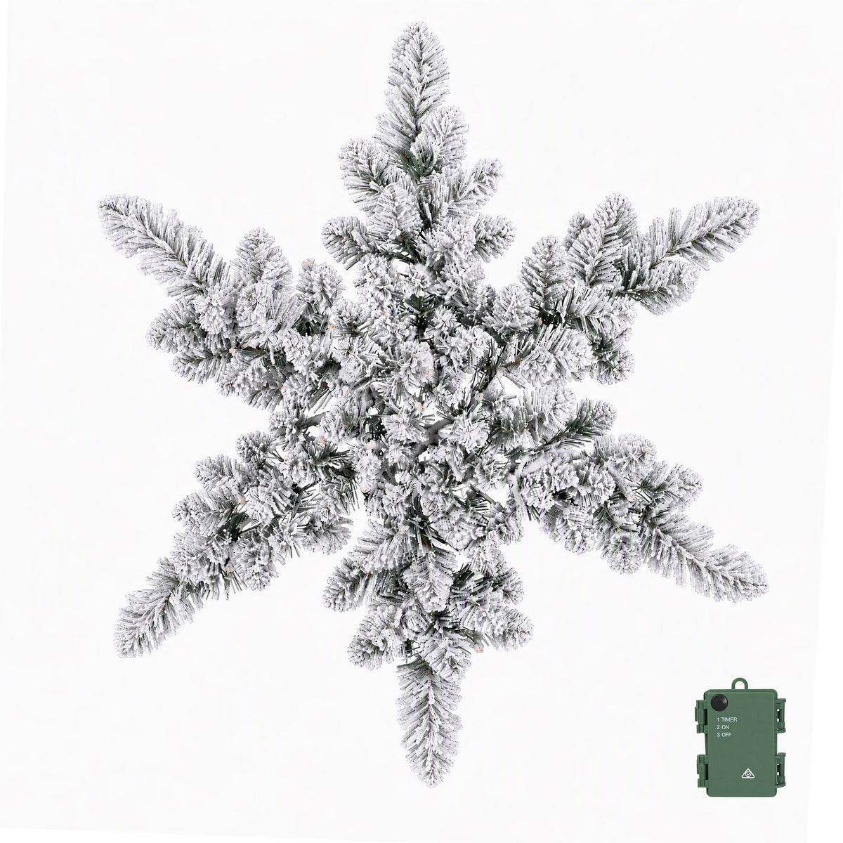 Jingle Jollys 60cm Flocked Snowflake Christmas Wreath Garland Pre-Lit