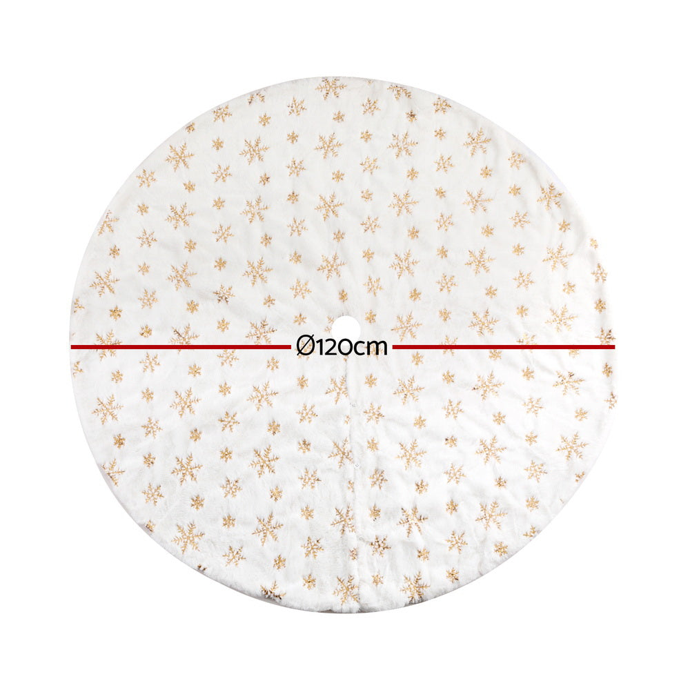 Jingle Jollys Christmas Tree Skirt 120cm Snowflake Ornaments Xmas
