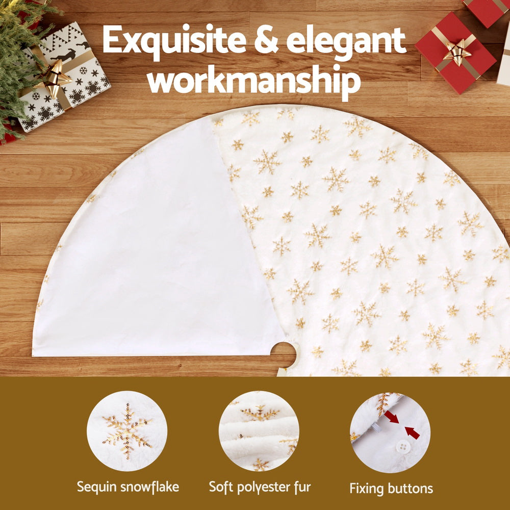 Jingle Jollys Christmas Tree Skirt 120cm Snowflake Ornaments Xmas