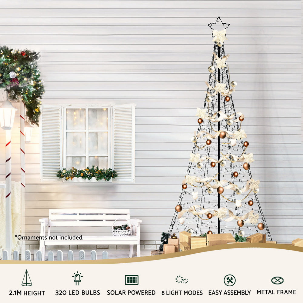Jingle Jollys Solar Christmas Tree 2.1m 320 LED Net Lights Xmas Trees