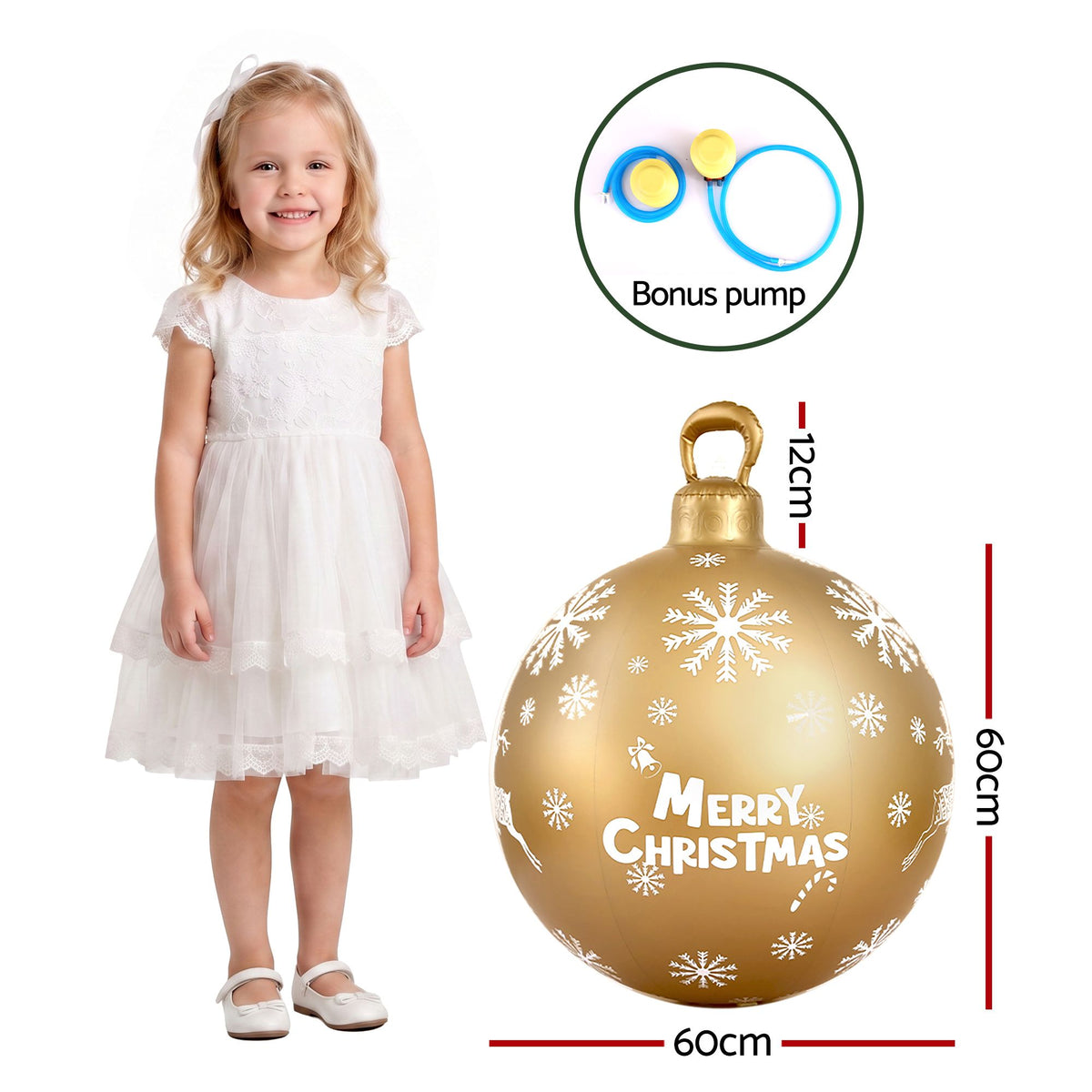 Jingle Jollys Christmas Inflatable Ball Bauble 60cm Outdoor