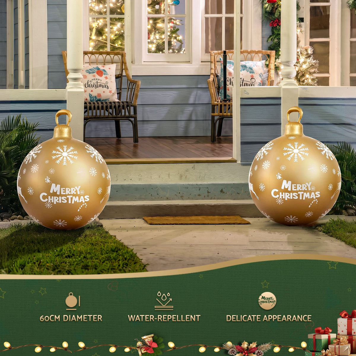 Jingle Jollys Christmas Inflatable Ball Bauble 60cm Outdoor