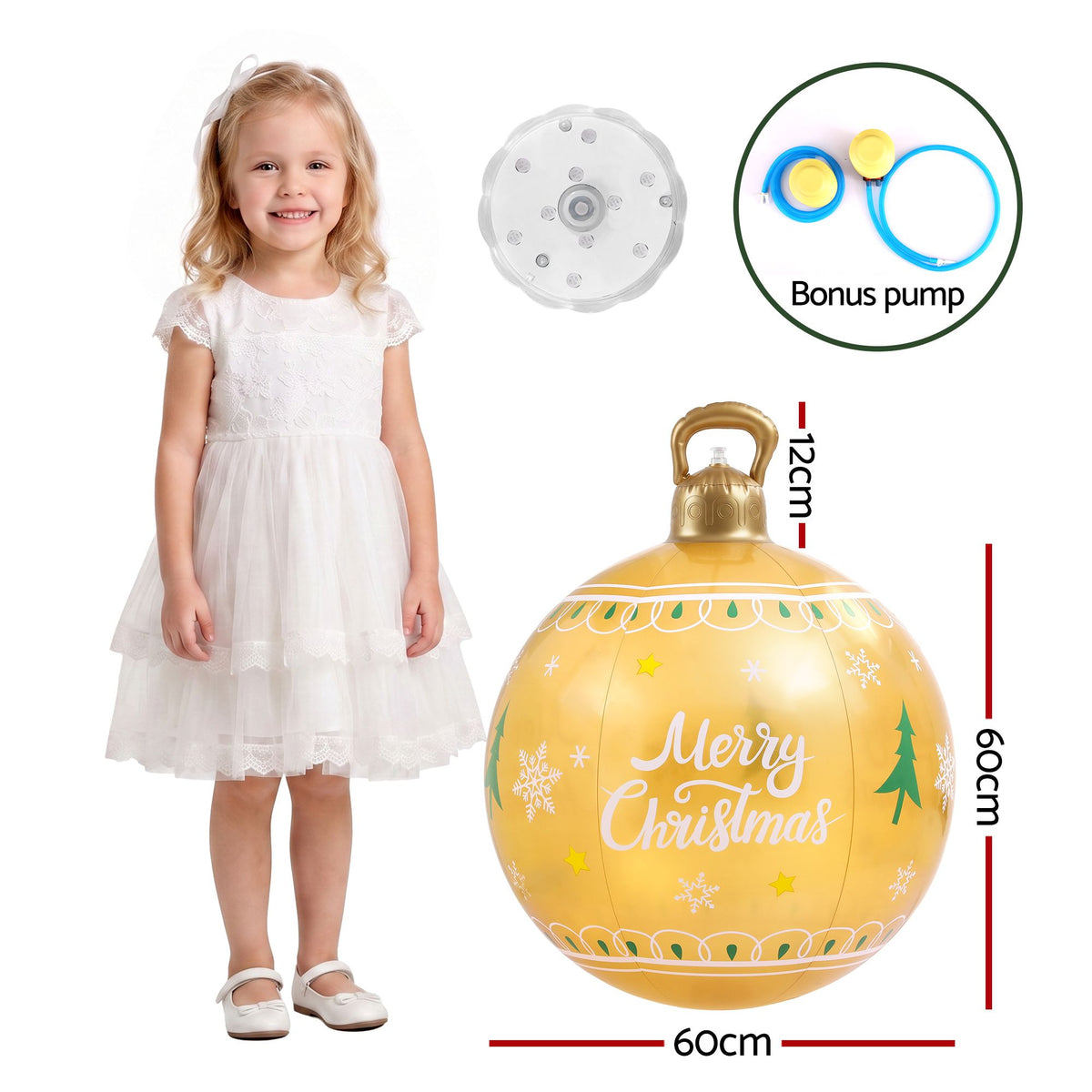 Jingle Jollys Christmas Inflatable Ball 60cm Led Illuminated Xmas
