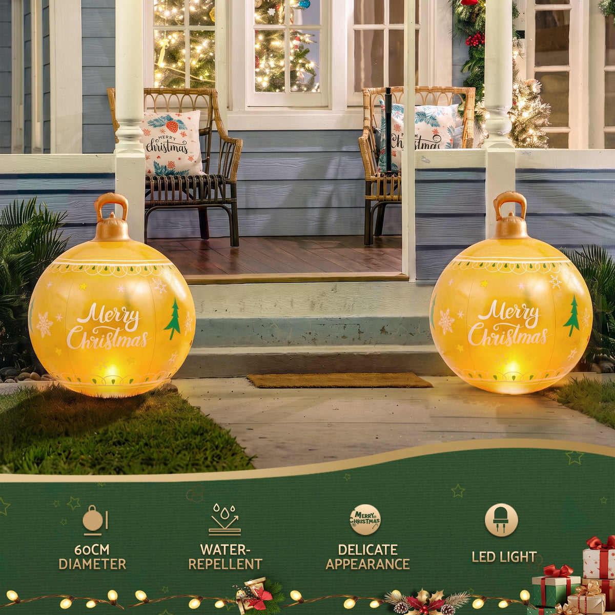 Jingle Jollys Christmas Inflatable Ball 60cm Led Illuminated Xmas