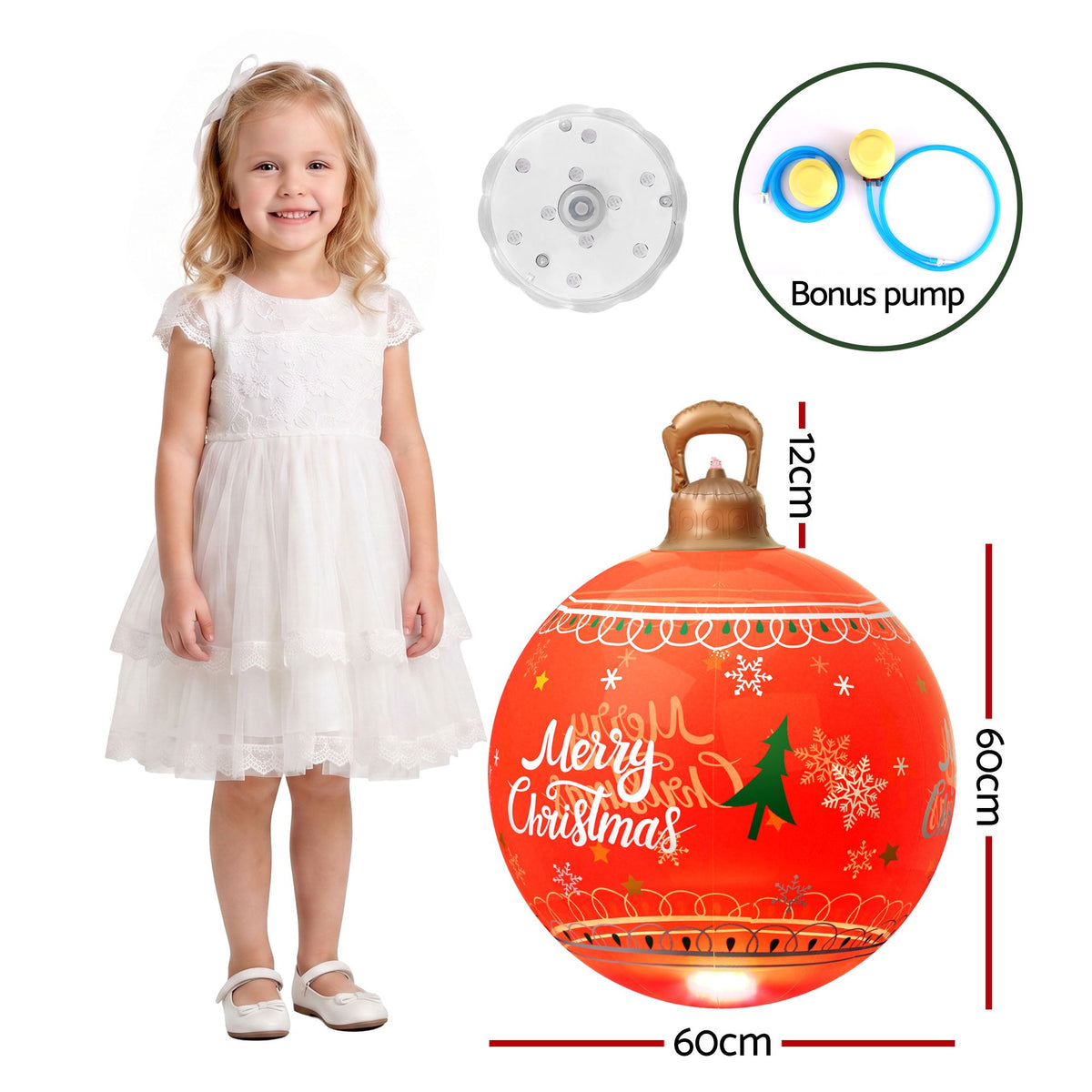 Jingle Jollys Christmas Inflatable Ball 60cm Led Illuminated Xmas