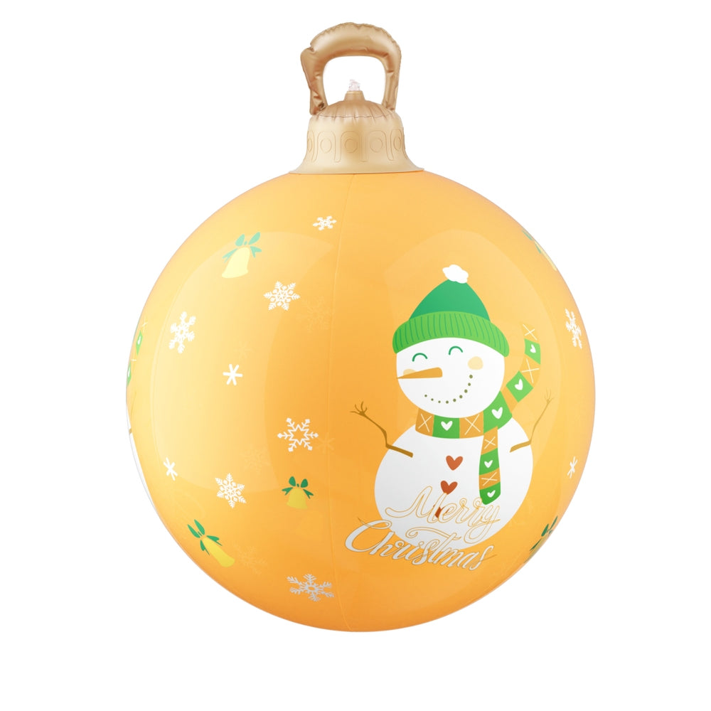 Jingle Jollys 60 cm Inflatable LED Snowman Bauble, Gold, on a white background