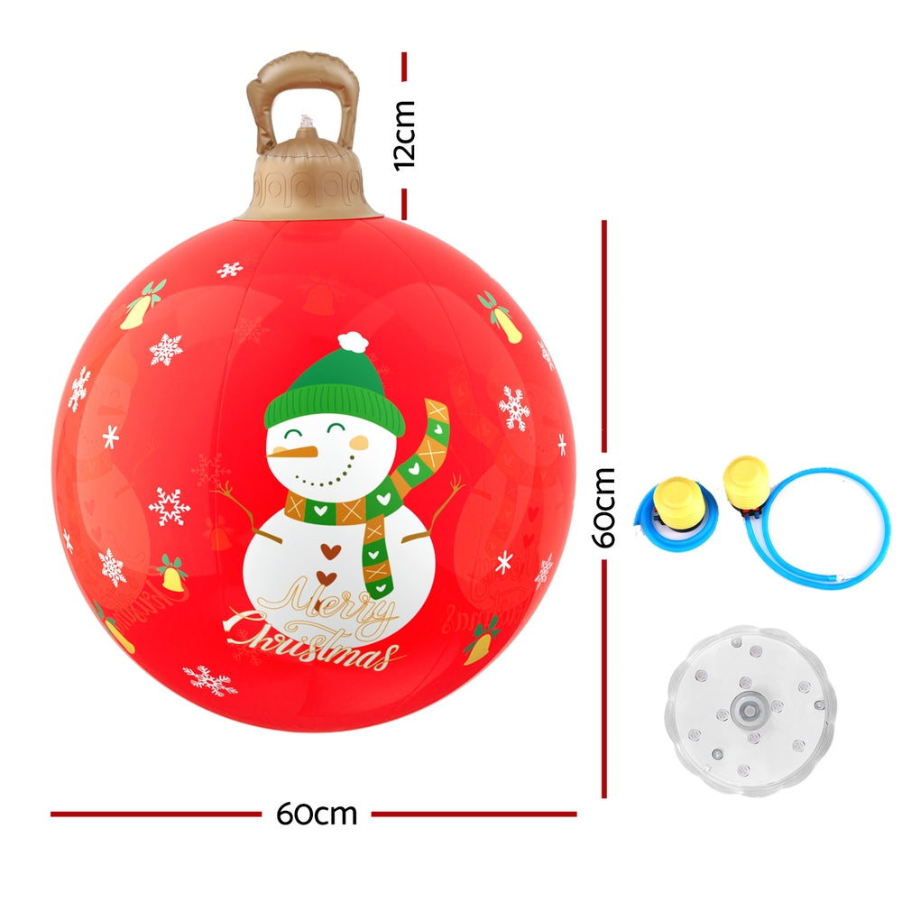 Jingle Jollys Christmas Inflatable Ball 60cm Illuminated Led Snowman