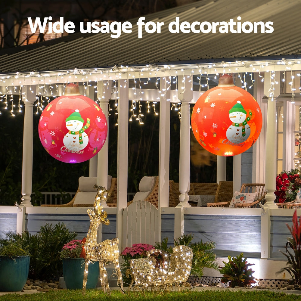 Jingle Jollys Christmas Inflatable Ball 60cm Illuminated Led Snowman
