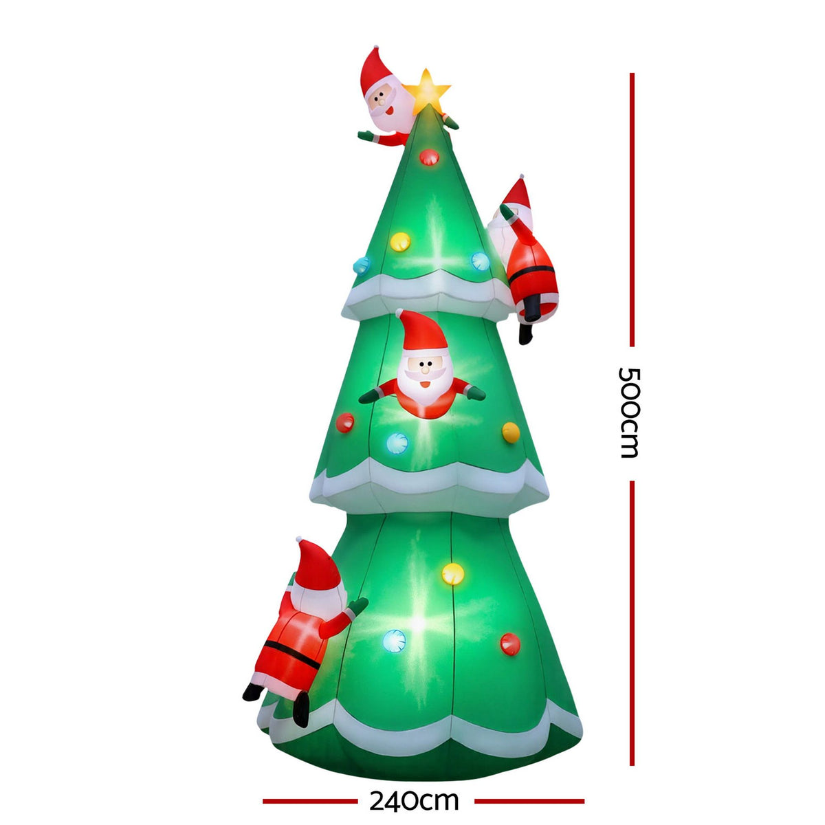 Jingle Jollys Christmas Inflatable Santa Tree 5M Illuminated