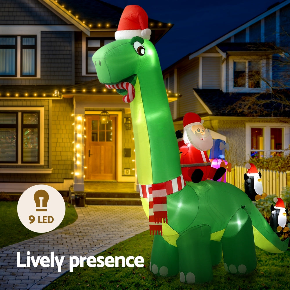 Jingle Jollys Christmas Inflatable Santa Dinosaur 3.8M