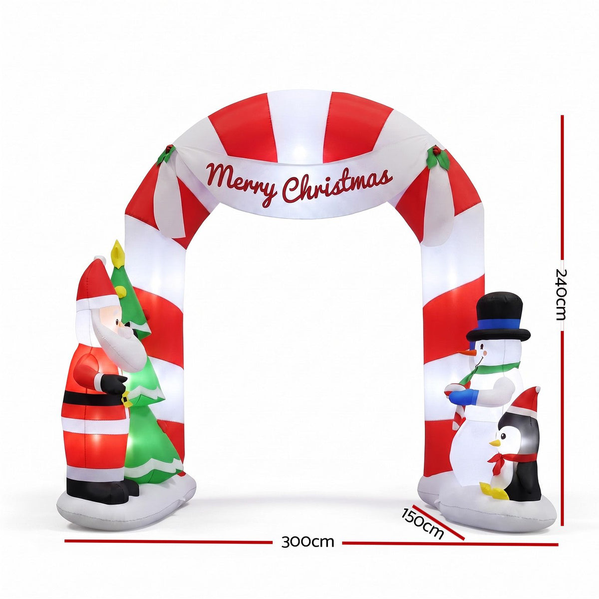 Jingle Jollys Christmas Inflatable Archwary Santa 3M Illuminated