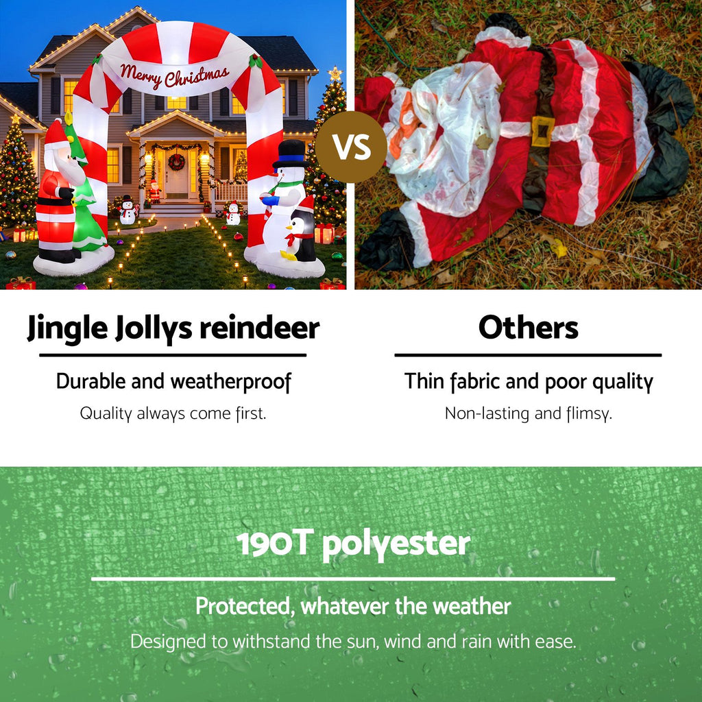 Jingle Jollys Christmas Inflatable Archwary Santa 3M Illuminated