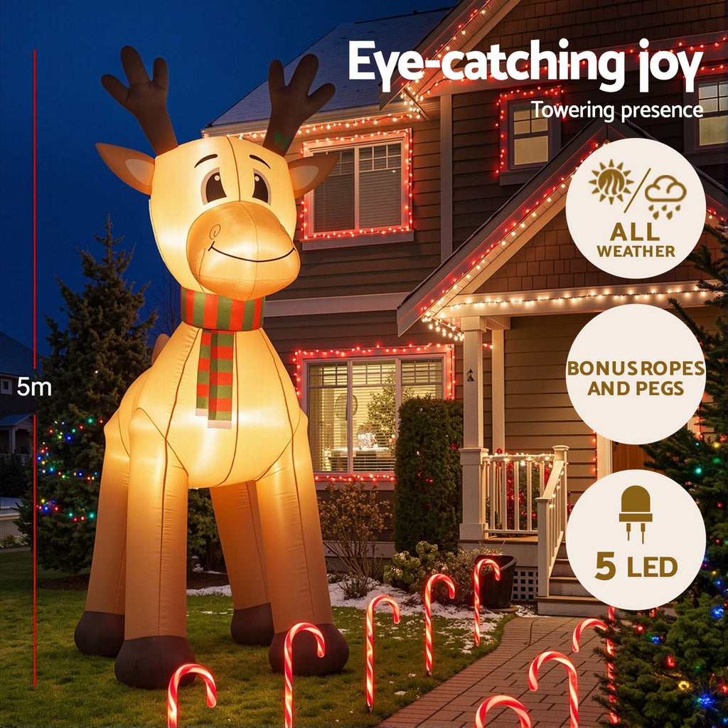 Jingle Jollys Christmas Inflatable Reindeer 5M Illuminated