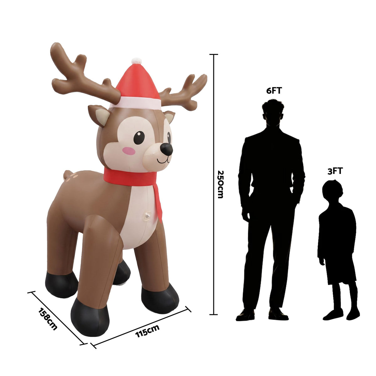 Jingle Jollys Christmas Inflatable Reindeer 2.5M Illuminated