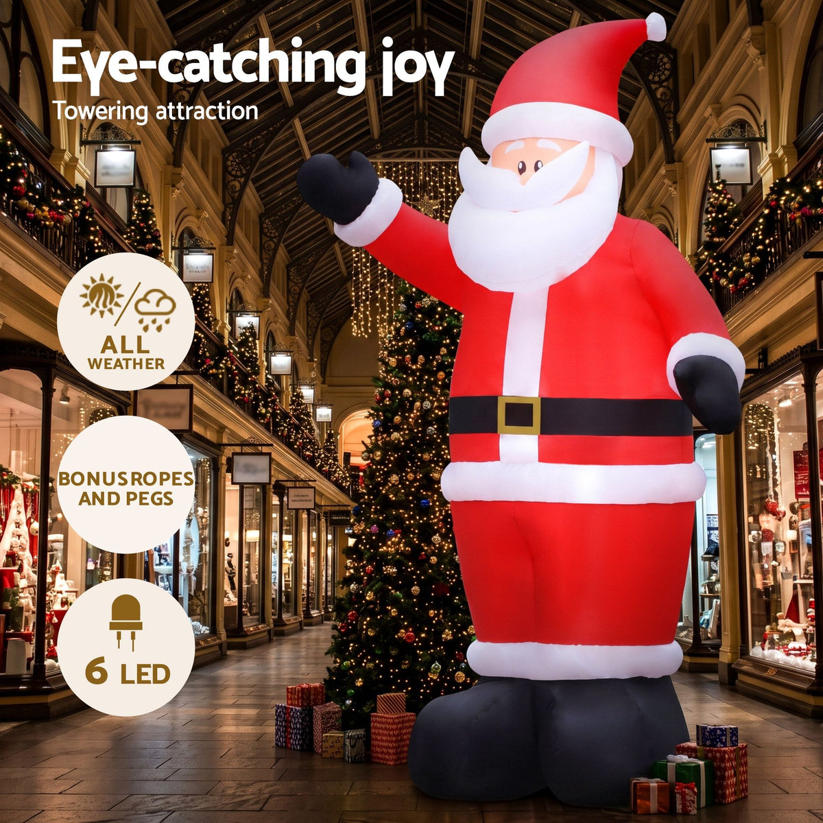 Jingle Jollys Christmas Inflatable Santa 5M Illuminated