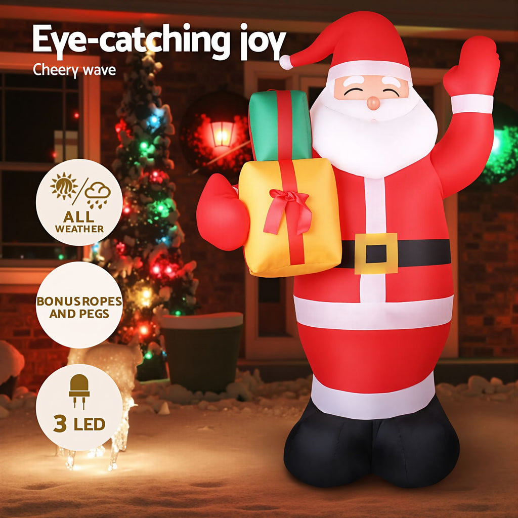 Jingle Jollys Christmas Inflatable Santa 2.4M Illuminated