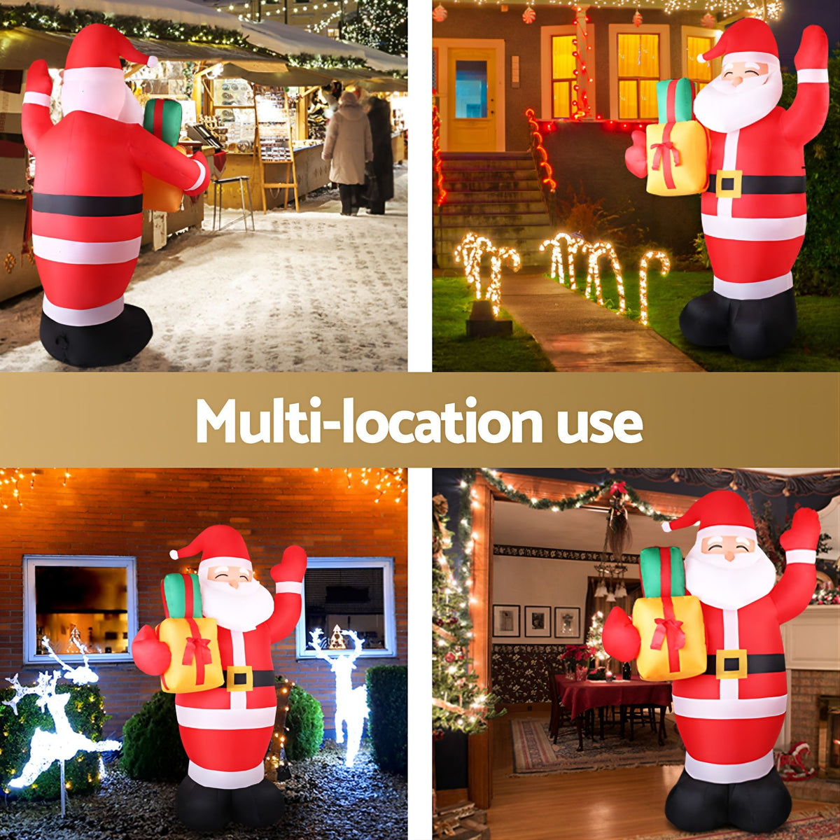 Jingle Jollys Christmas Inflatable Santa 2.4M Illuminated
