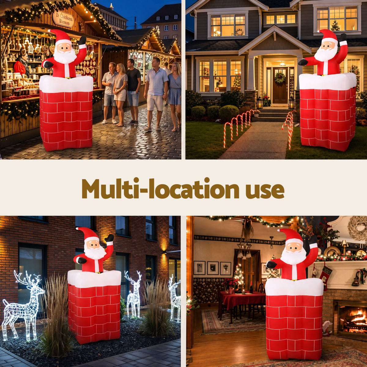 Jingle Jollys Christmas Inflatable Santa Pop Up 1.8M Illuminated