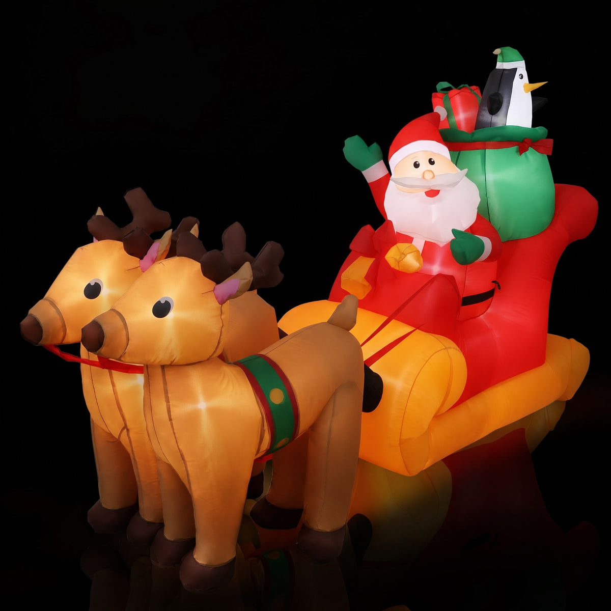 Jingle Jollys Christmas Inflatable Santa Sleigh 2.2M Illuminated