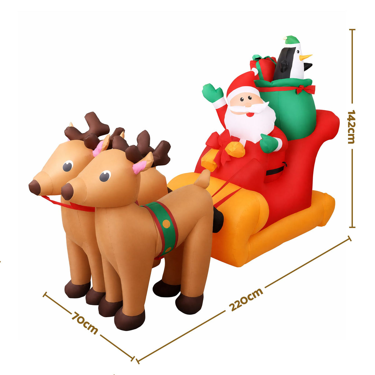 Jingle Jollys Christmas Inflatable Santa Sleigh 2.2M Illuminated