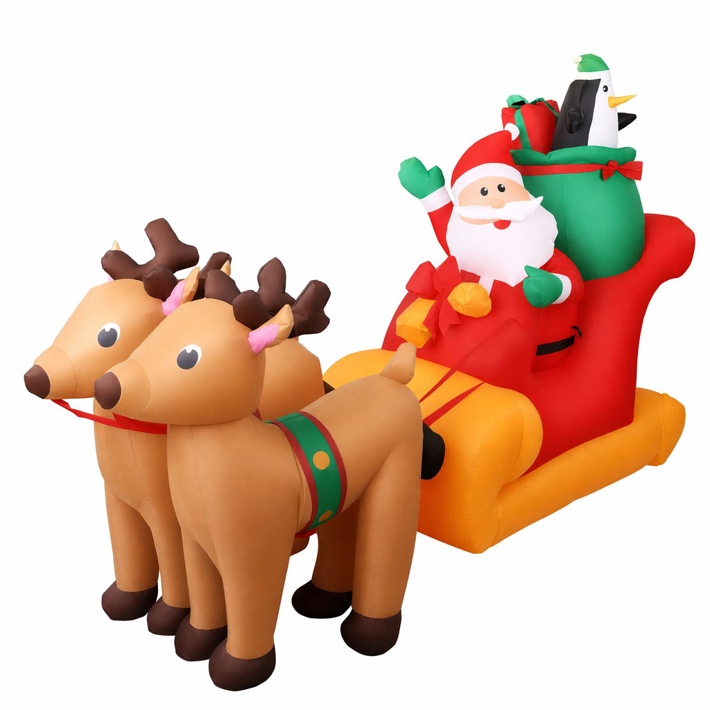 Jingle Jollys Christmas Inflatable Santa Sleigh 2.2M Illuminated