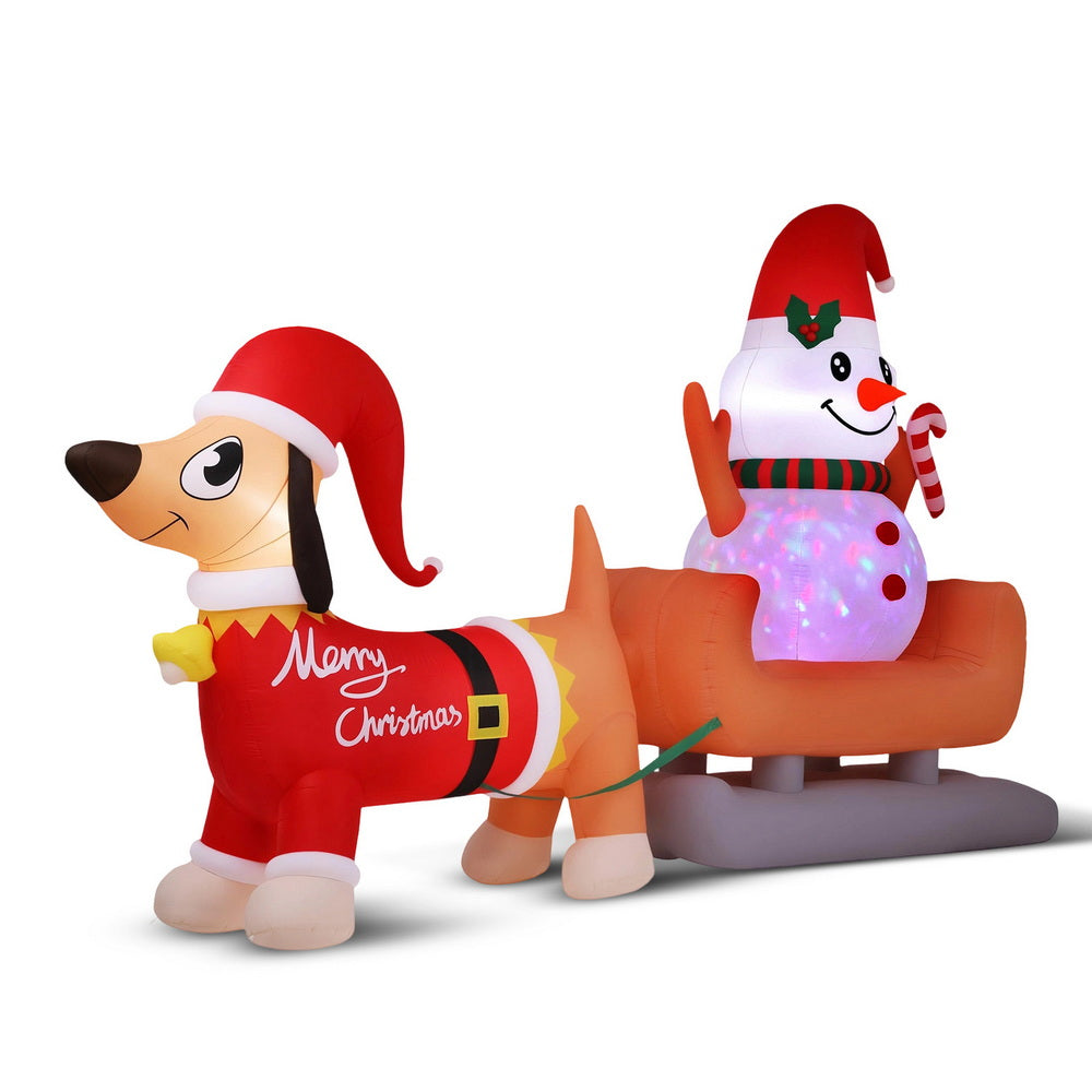 Jingle Jollys Christmas Inflatable Snowman Dog 4.2M Tall Outdoor