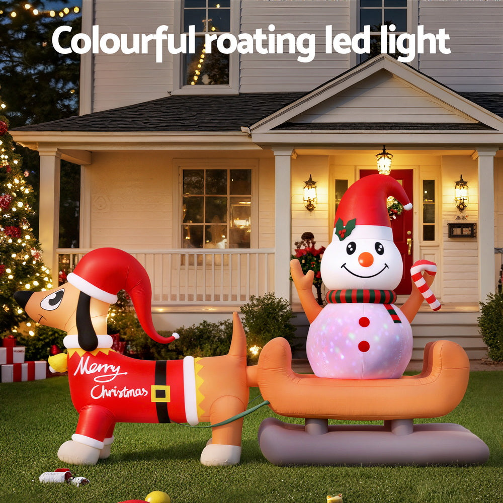 Jingle Jollys Christmas Inflatable Snowman Dog 4.2M Tall Outdoor