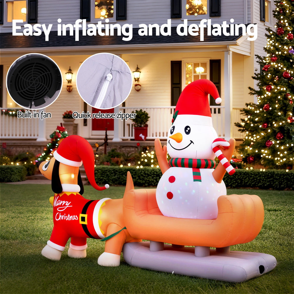 Jingle Jollys Christmas Inflatable Snowman Dog 4.2M Tall Outdoor