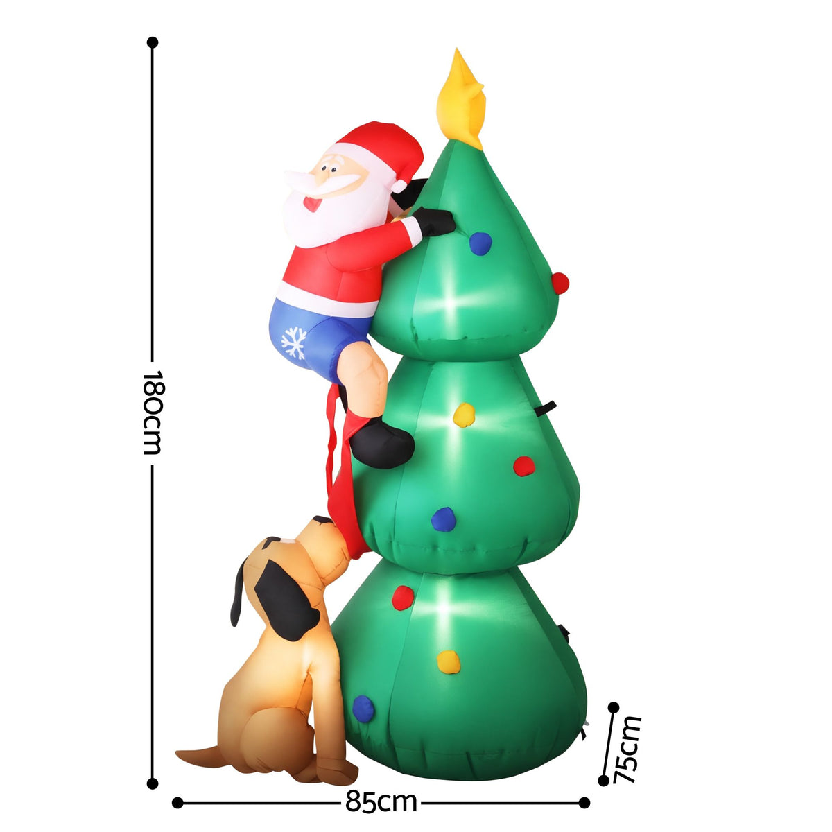 Jingle Jollys Christmas Inflatable Santa Tree 1.8M Illuminated